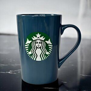 Starbucks 2020 Blue Coffee Mug Green Mermaid Logo Tall Ceramic Cup 11 oz